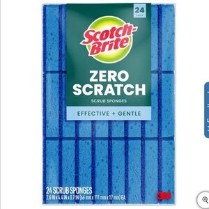 NEW Scotch-Brite Zero Scratch Sponge, 24-count BLUE Dishwashing Cleaning